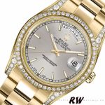 Rolex Day-Date 118388 Diamond Bezel Silver Index Dial 36MM Unisex Replica Watch - Image 2