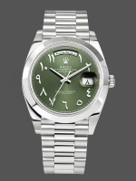 Rolex Day-Date 40mm Arabic Platinum Olive Dial 228206