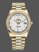 Rolex Day-Date 118348 Yellow Gold White Dial 36mm Unisex Replica Watch