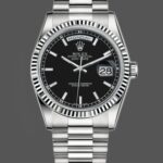 Rolex Day-Date 118239 White Gold Black Dial Fluted Bezel 36mm Unisex Replica Watch