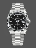 Rolex Day-Date 118239 White Gold Black Dial Fluted Bezel 36mm Unisex Replica Watch