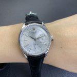 Rolex Cellini Date 50519 Black Leather Silver Dial 39mm Mens Replica Watch - Image 11