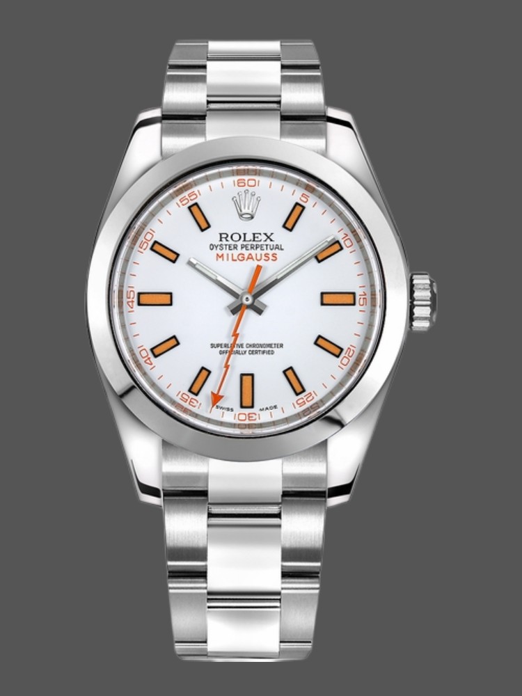 3A583BB7-7840-51F0-1051-8CFBA64D25E0 Rolex Milgauss 116400 Automatic White Dial 40mm Mens Replica Watch - Image 1