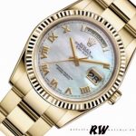 Rolex Day-Date 118238 White MOP Roman Dial 36mm Unisex Replica Watch - Image 2