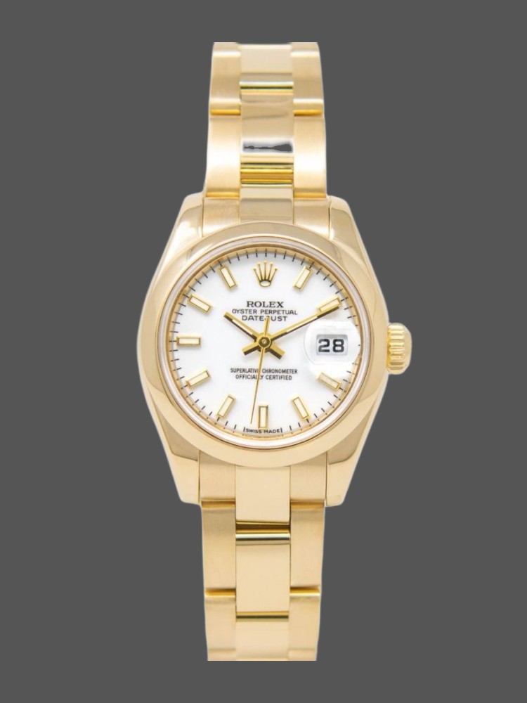 3C7212B7-4F2C-BDEF-73CA-3C162A0707C8 Rolex Datejust 179168 Smooth Domed White Index Dial 26MM Lady Replica Watch - Image 1