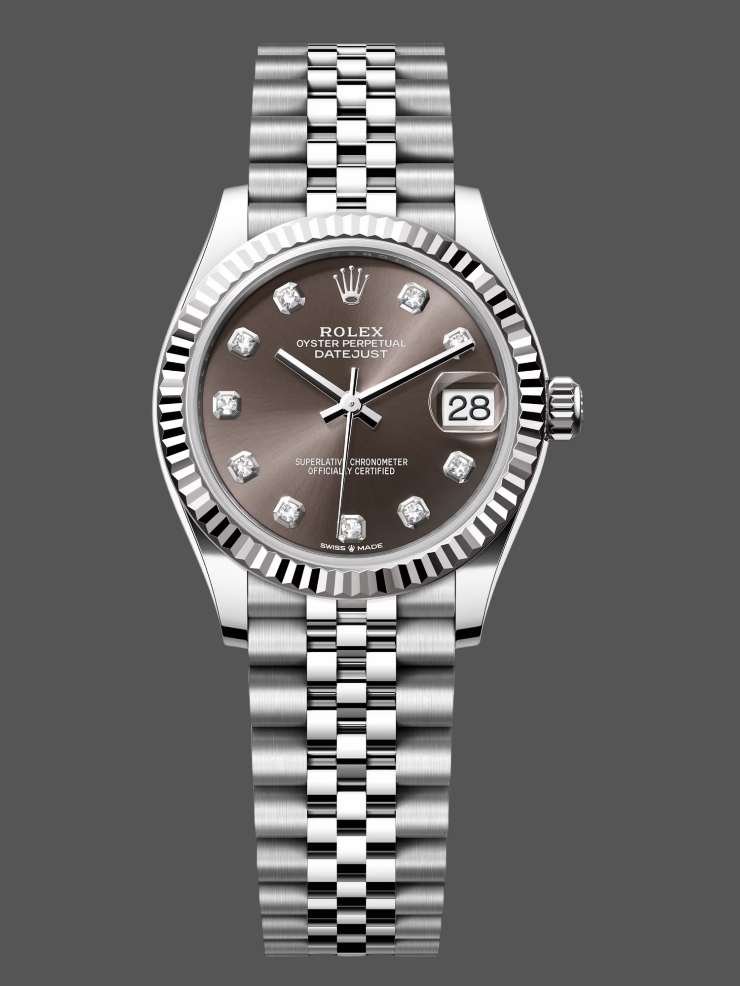 3D77ECD9-9D50-BC7F-56E9-C1698DFA4732 Rolex Datejust 278274 0008 Dark Grey 31mm Dial Jubilee Women's Watch - Image 1