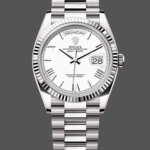 Rolex Day Date 36 White Dial Fluted Bezel White Gold m128239 0059 President Watch