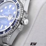 Rolex Submariner Date 116610LN Custom Diamond Stainless Steel Blue Dial 40MM Mens Replica Watch - Image 6