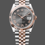 Rolex Datejust 36 Everose Gold Slate Diamond Pave Roman Dial m126231 0023 Women's Watch