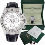 Rolex Daytona 116519 White Dial Black Leather strap 40mm Mens Replica Watch - Image 6
