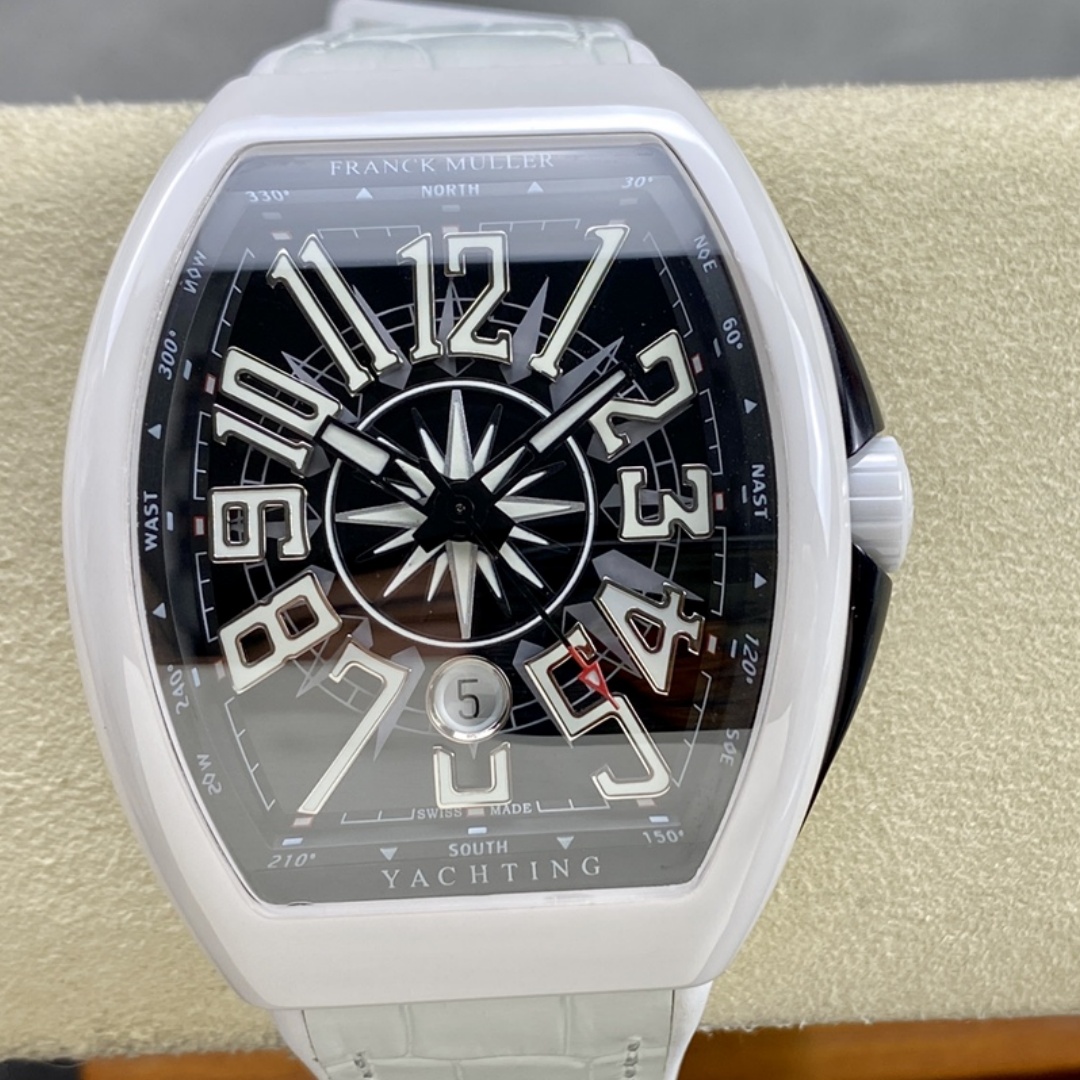 405DE53A-C229-AF90-32B7-1E428B15EFB2 Swiss Franck Muller Framulan V45 White Ceramic Yacht Model White Arabic Numerals - Image 1