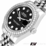 Rolex Datejust 178384 Diamond Bezel Black Diamond Dial 31MM Lady Replica Watch - Image 4