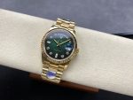 Rolex Day-Date 128238 Fluted Bezel Green Diamond Dial 36MM Unisex Replica Watch - Image 6