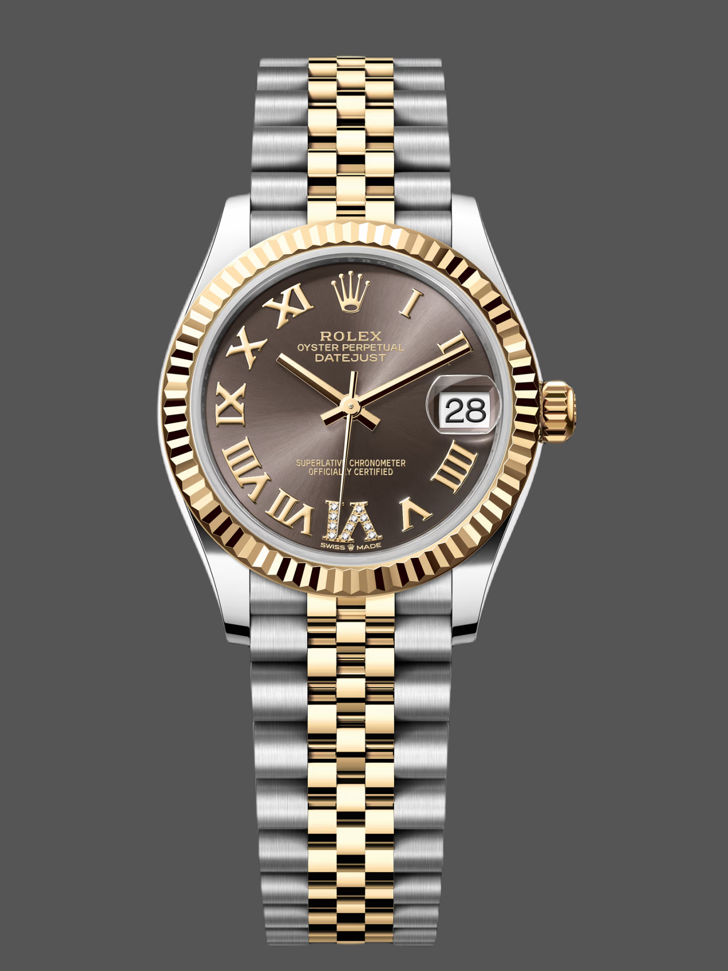 41711767-C5C1-AB33-50C5-82CEA69ABBD2 Rolex Datejust 31mm Stainless Steel and Yellow Gold 278273 0018 Grey VI Roman Jubilee - Image 1