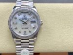 Rolex Day Date 36 Mother of Pearl Dial Diamond Bezel Platinum President m128396tbr 0005 - Image 3