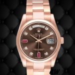 Rolex Day-Date 118205 Chocolate Brown Dial 36mm Unisex Replica Watch - Image 2