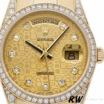 Rolex Day-Date 118388 Yellow Gold Champagne Diamond Dial 36MM Unisex Replica Watch - Image 2