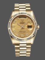 Rolex Day-Date 118238 Arabic Numeral Wave Champagne Dial Yellow gold 36mm Unisex Replica Watch