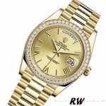 Rolex Day-Date 228348RBR Champagne Roman Dial Diamond Bezel 40mm Mens Replica Watch - Image 3