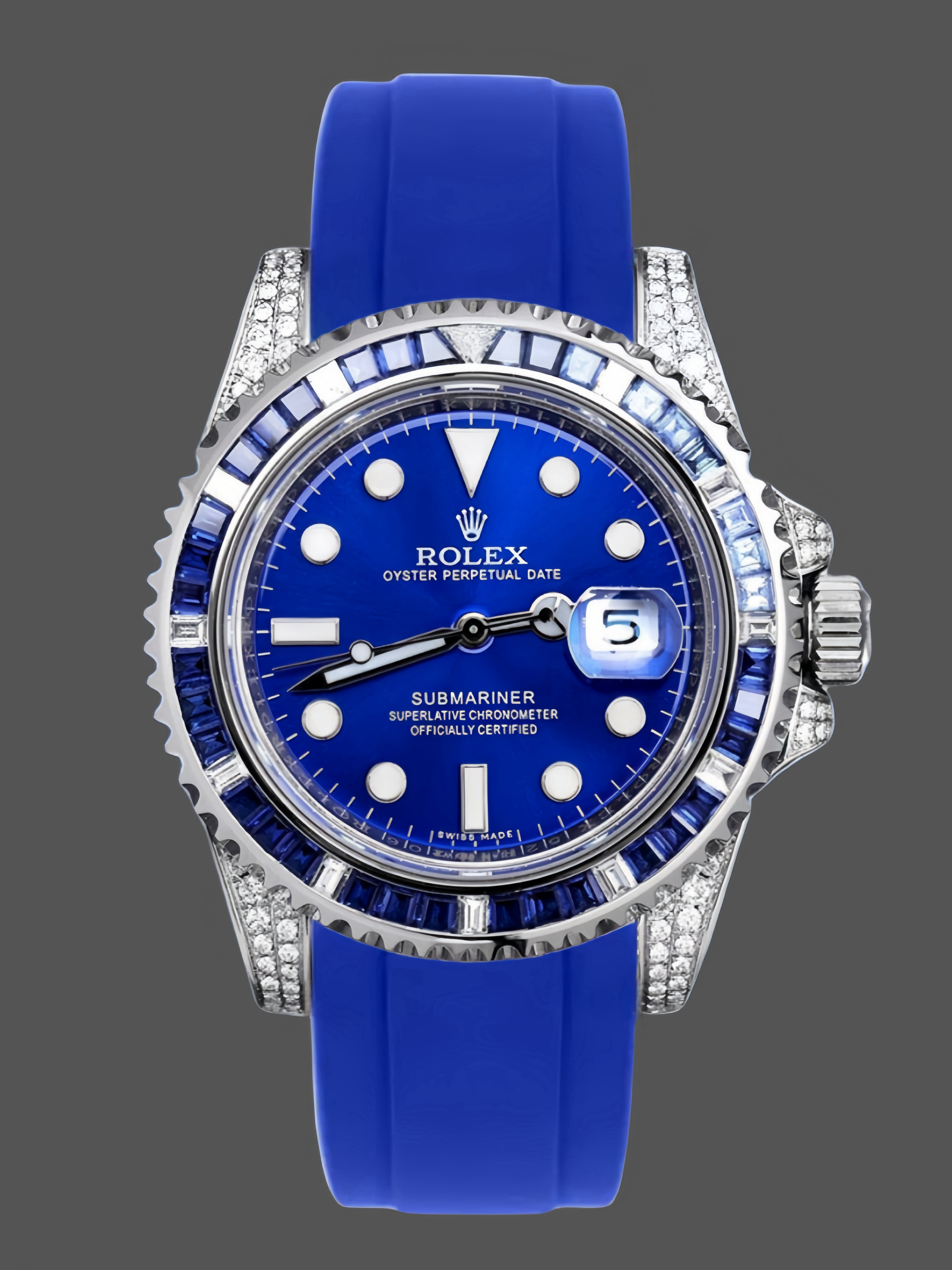 456E8DCF-37E6-7F5D-CF8A-FEC6F6B05E16 Rolex Submariner 116610 Diamond Case Blue Dial 40MM Men's Watch - Image 1