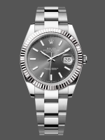 Rolex Datejust 41 White Gold Fluted Bezel Slate Dial Oyster M126334 0013 Men's Watch