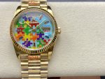 Rolex Day Date 128238-0106 36mm Yellow Gold Fluted Bezel Emoji Puzzle Dial - Image 4