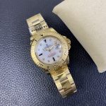 Rolex Yacht Master 168628 White Mother of Pearl Diamond Dial Yellow Gold Case 35mm Women's Watch - Image 6