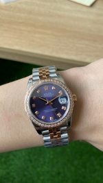 Rolex Datejust 28mm Everose Gold m279381rbr 0015 Aubergine Diamond Lady Watch - Image 3
