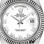 Rolex Day-Date 218239 White Roman Numerals Dial White Gold 41MM Mens Replica Watch - Image 4