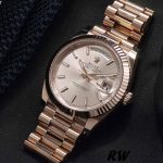 Rolex Day-Date 228235 Sundust Stripe Motif Dial Fluted Bezel 40mm Mens Replica Watch - Image 2