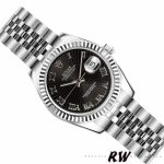 Rolex Datejust 179174 Sunbeam Black Roman Dial Fluted Bezel 26MM Lady Replica Watch - Image 3