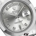 Rolex Day-Date 218206 Silver Diamond Dial Platinum 41MM Mens Replica Watch - Image 4