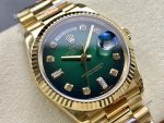 Rolex Day-Date 128238 Fluted Bezel Green Diamond Dial 36MM Unisex Replica Watch - Image 4