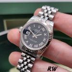 Rolex Datejust 179174 Black Roman Dial Fluted Bezel 26MM Lady Replica Watch - Image 2