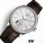 Rolex Cellini Dual Time 50529 Silver Dial Brown Strap 39mm Mens Replica Watch - Image 2