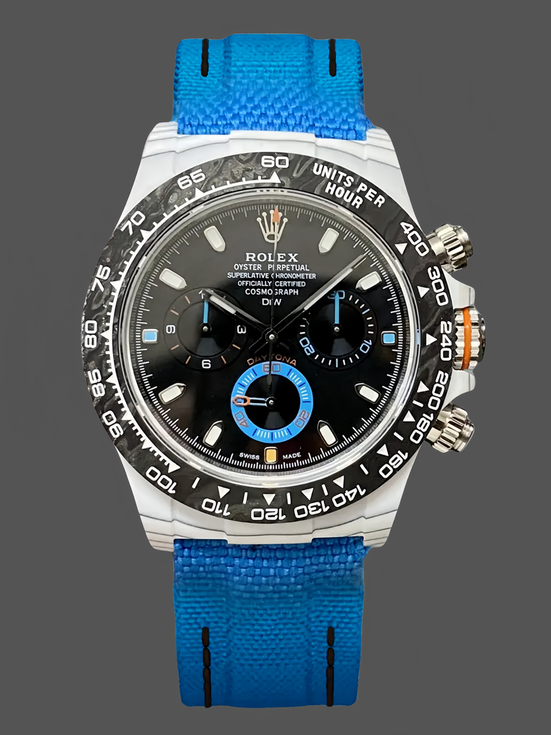 498AADF5-4D50-C450-52EB-FE15CB84DEF4 Rolex Daytona Cosmograph Carbon Fiber Luminescent Coating 40mm Nylon Strap Men's Watch - Image 1