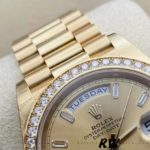 Rolex Day-Date 128348RBR Champagne Index Dial Yellow Gold 36MM Unisex Replica Watch - Image 15