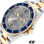 Rolex Submariner 16613 Steel Gold Diamond Sapphire Serti Dial 40mm Mens Replica Watch - Image 4