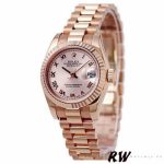 Rolex Datejust 178275 Rose Gold Pink Roman Dial 31mm Lady Replica Watch - Image 2