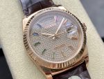 Rolex Day Date 36 Diamond Paved Dial Fluted Bezel 18K Everose gold 128235 0039 President Watch - Image 14