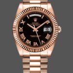 Rolex Day-Date 218235 Black Roman Numerals Dial Rose Gold 41MM Mens Replica Watch