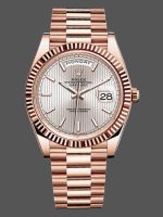 Rolex Day-Date 228235 Sundust Stripe Motif Dial Fluted Bezel 40mm Mens Replica Watch