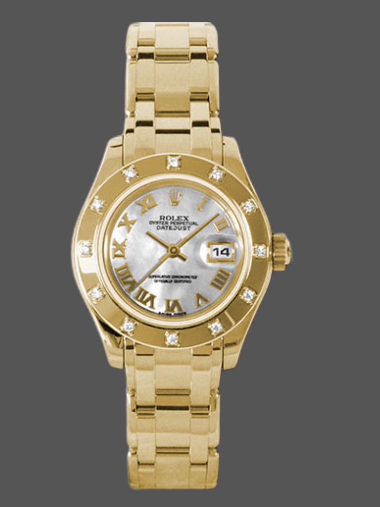 4EE578F3-6393-C579-DDD7-1E85B5FA9019 Rolex Pearlmaster 80318 White MOP Dial 29MM Lady Replica Watch - Image 1