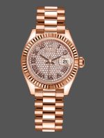 Rolex Datejust 279175 Diamond Paved Dial Fluted Bezel 28mm Lady Replica Watch