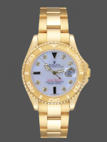 Rolex Yacht Master 168628 White Mother of Pearl Diamond Dial Yellow Gold Case 35mm Women's Watch