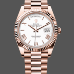 Rolex Day-Date 228235 White Roman Numeral Dial Fluted Bezel 40mm Mens Replica Watch