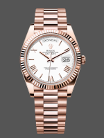 Rolex Day-Date 228235 White Roman Numeral Dial Fluted Bezel 40mm Mens Replica Watch