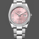 Replica Rolex Datejust 36 126284RBR 0024 Pink Roman Diamond Dial Lady Watch