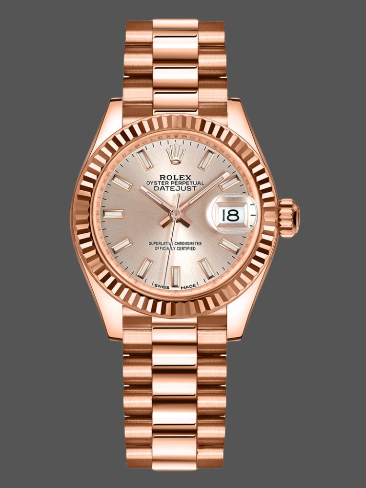 531C8046-650A-C2D6-93A3-E3306E670D60 Rolex Datejust 279175 Sundust Index Dial Fluted Bezel 28mm Lady Replica Watch - Image 1