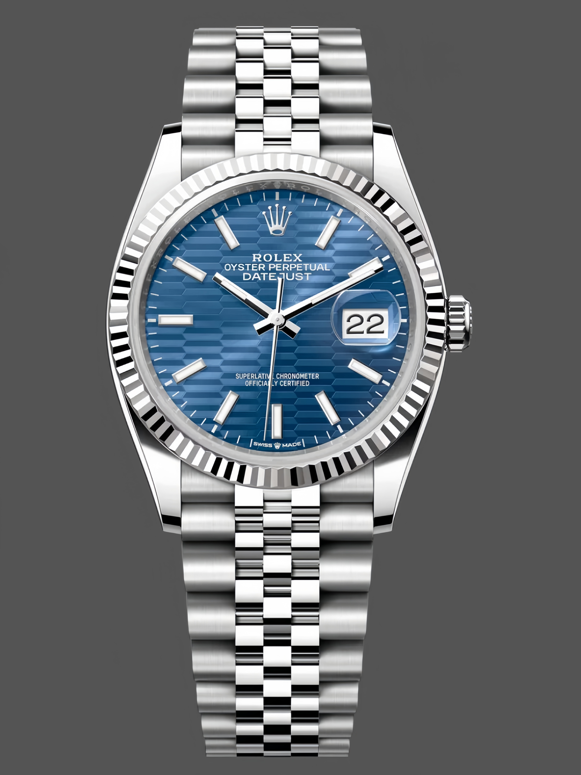 533A5462-3625-FF5B-4555-3147CE3F8C33 Rolex Datejust 126234 Fluted Bezel Blue Fluted Motif Dial 36MM Unisex Replica Watch - Image 1